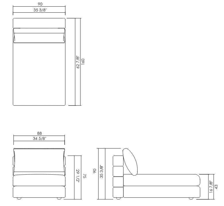 CHAISE SEM BRAÇOS 90 CM ABITO