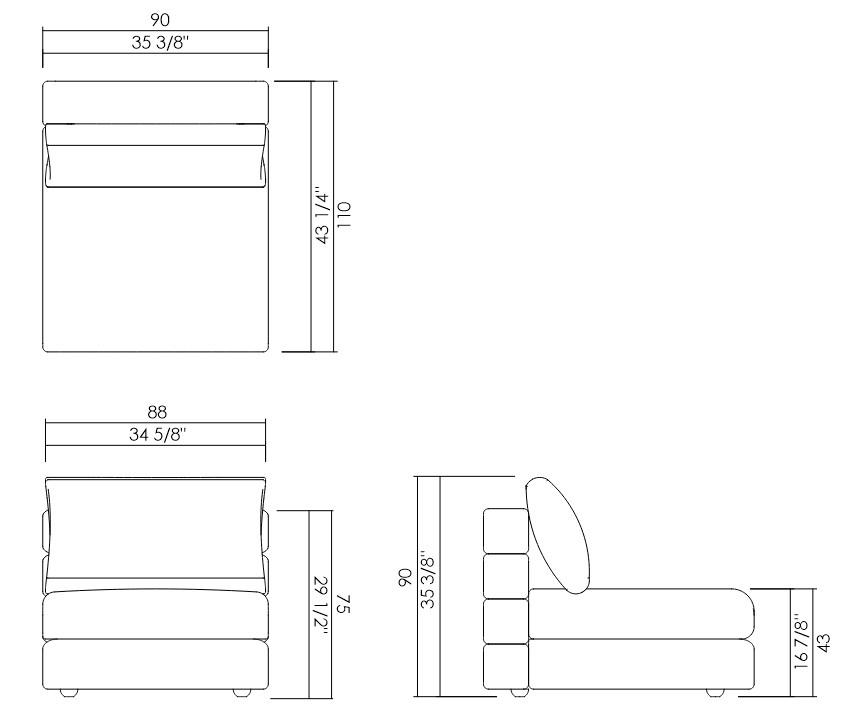 MODULO SEM BRAÇOS 90 CM ABITO