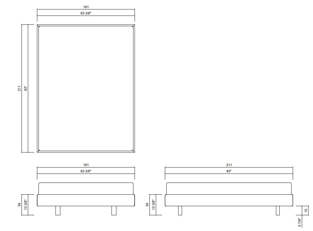 QUADRATO BED - MATTRESS 59 3/4" X 79 7/8"
