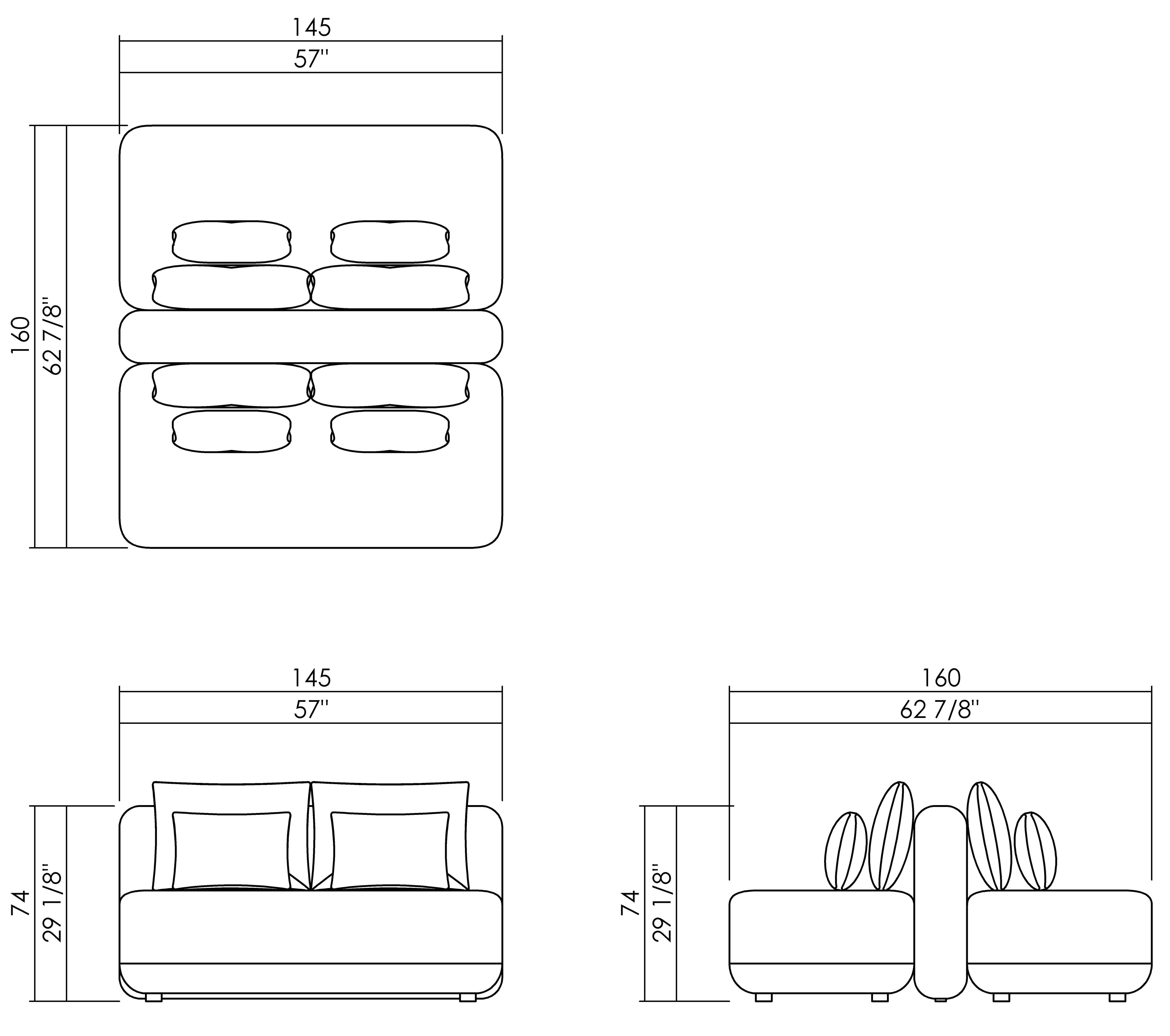 DONATO DOUBLE MODULE 57” X 62 7/8”