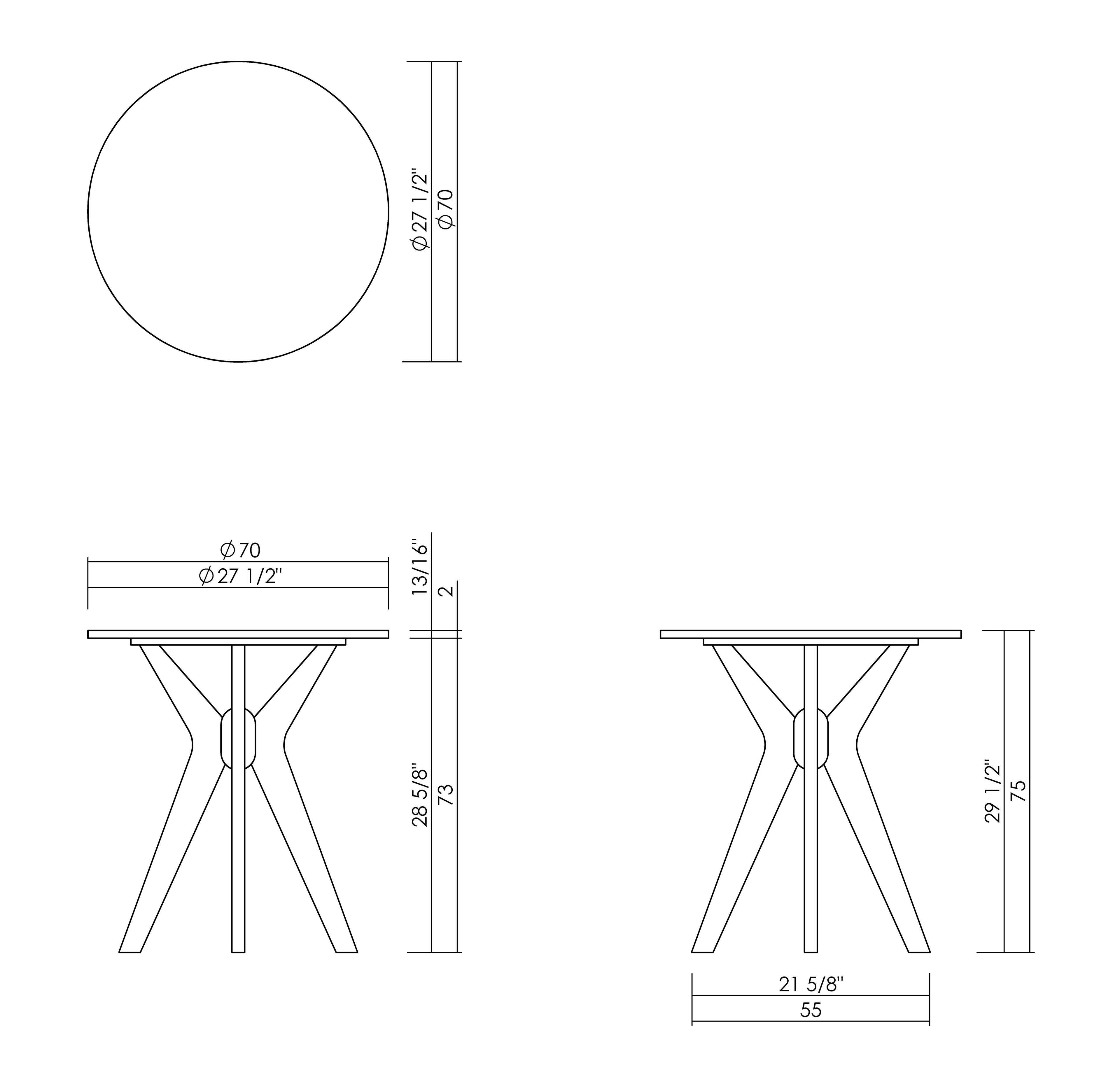 VITRUVIO DINING TABLE STONE TOP D27 1/2"